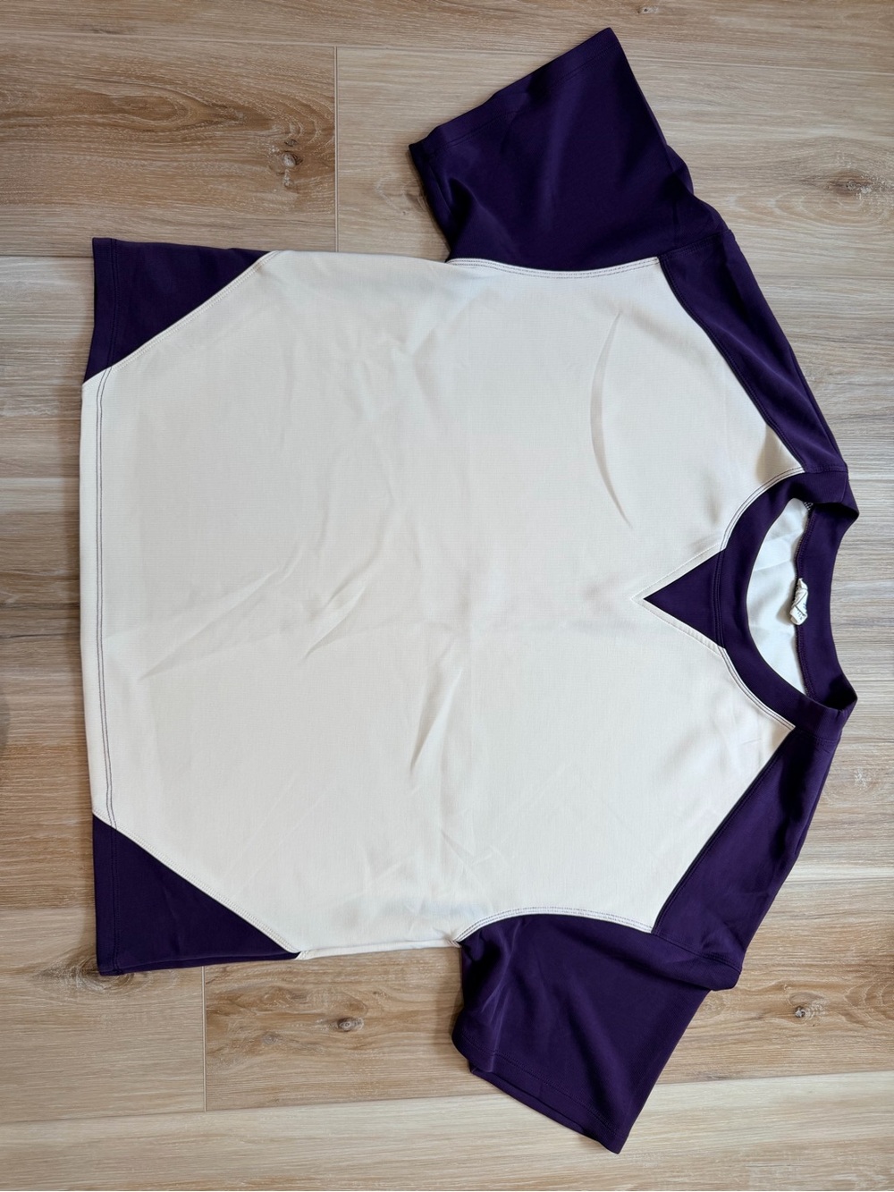 Yelete Cream and Purple Colorblock performance top - size large